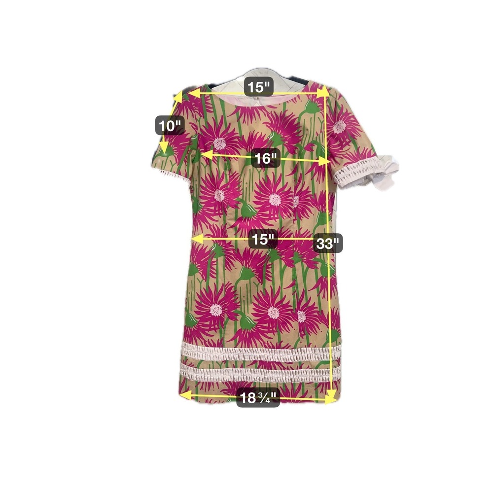 Lilly Pulitzer Coastal Chic Resortcore Floral Shift Dress Size 2 Lace Trim FLAW - Picture 5 of 12